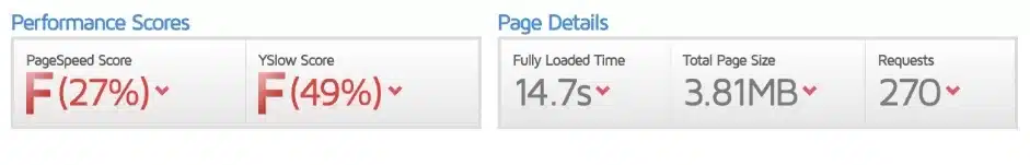 Poor GT Metrix page speed report