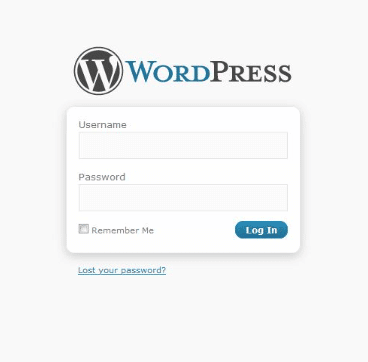 WordPress Login Screen WordPress login screen