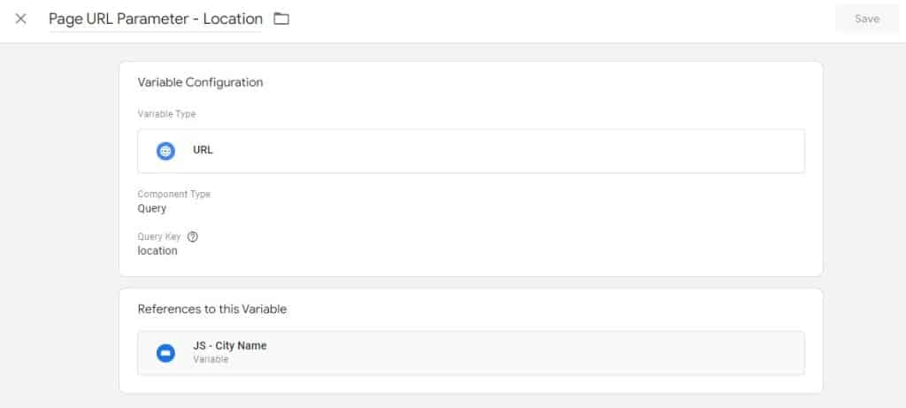 screenshot showing the url variable targeting a parameter with location