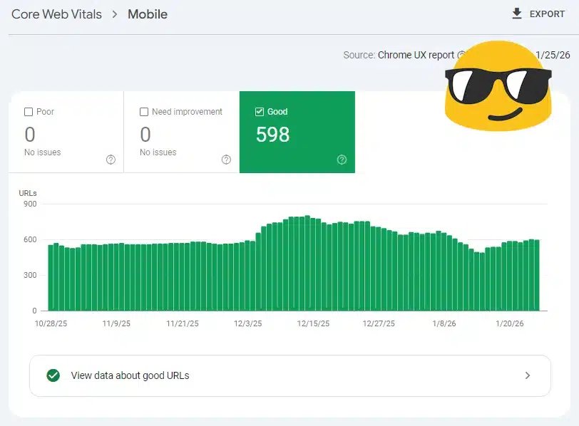 core web vitals report in google search console